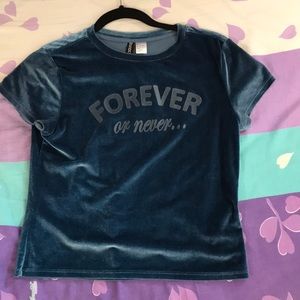 Blue velvet material shirt